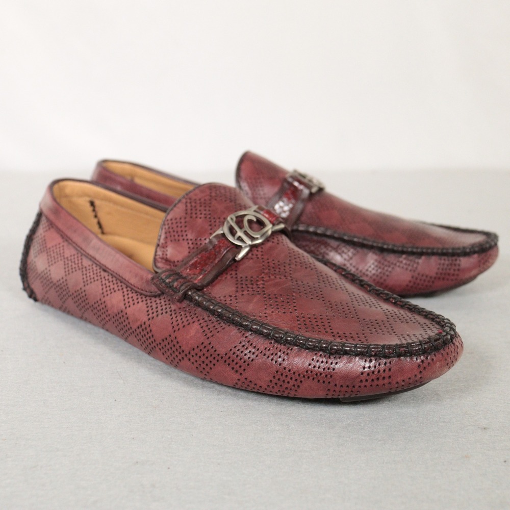 Franco Cuadra Driving Loafers Leather Shoes Burgundy Python Men US 11 MX 29